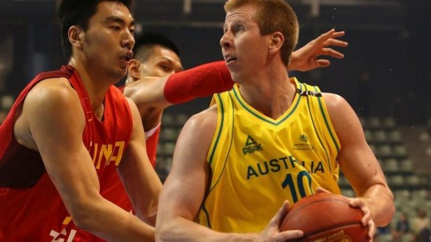 Stepping up: Brock Motum in action for the Boomers against China in May.
