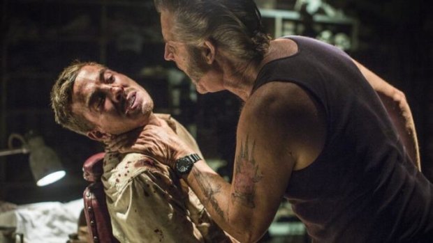 Ryan Corr and John Jarratt in a scene from <i>Wolf Creek 2</i>.