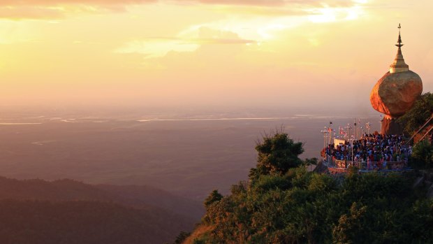Kyaiktiyo Pagoda also called the Golden Rock in Myanmar. 