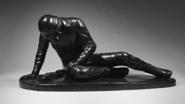 Penny Byrne's "felled", 2014, cast in bronze, is a contemporary take on the "Dying Gaul".