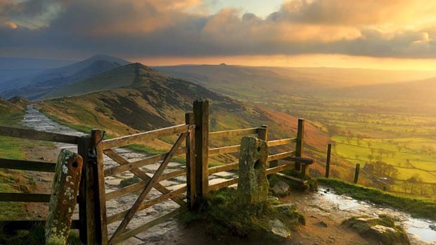 Breathtaking ... sunrise over Hope Valley and the Great Ridge in Derbyshire.