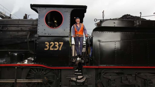 In control: Garry Ballhouse prepares to drive one of the steam engines stored at 3801 Ltd's Everleigh shed.
