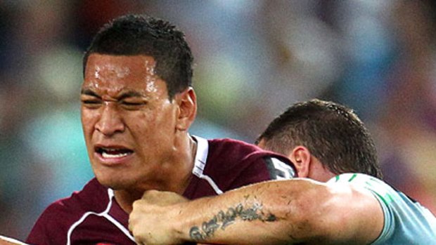Point to prove ... Israel Folau takes on the Blues in Origin I.