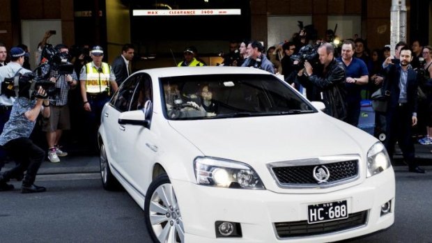 Former prime minister Julia Gillard leaves the royal commission hearing in Sydney.