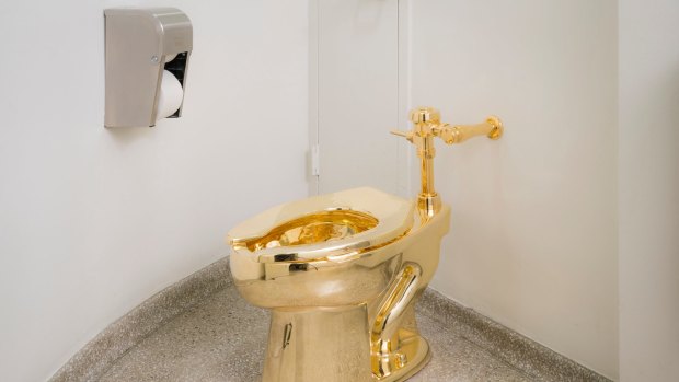 Maurizio Cattelan's America is a solid gold, fully functioning toilet that was installed in the Guggenheim Museum in 2016. The museum's curator has offered it to the Trumps for use in the White House.  