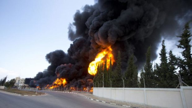 Flames engulf the only power plant supplying electricity to the Gaza Strip.