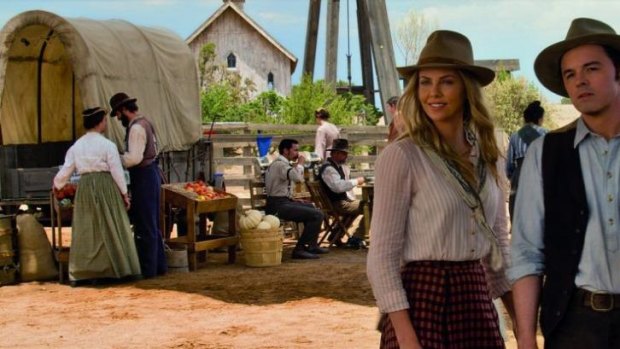 Raunchy comedy: Charlize Theron and Seth MacFarlane star in <i>A Million Ways to Die in the West</i>.