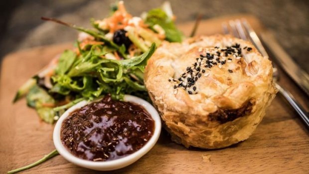 Crafted: Lisa Frenkel's chicken and leek pie with salad at Papa Bear Cafe on Eltham's Main Road.