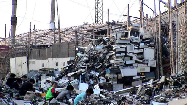 Dumping ground ... a pile of e-waste in China.