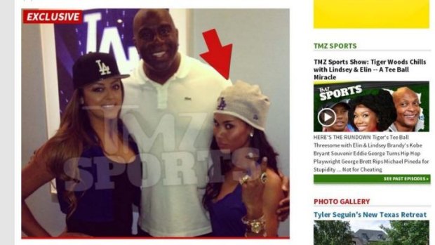 An image from TMZ website with the photo of V. Stiviano with Magic Johnson.