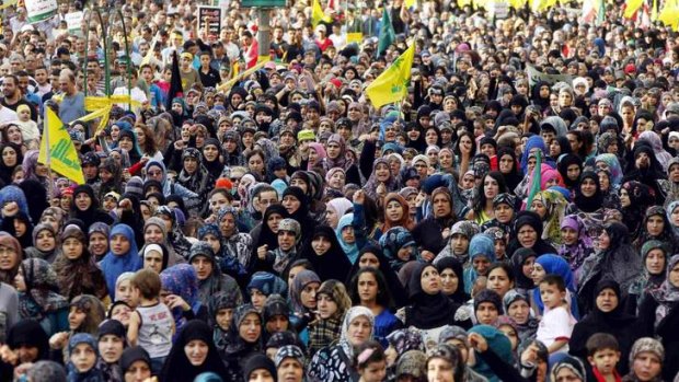 Thousands turned out to hear Sayyed Hassan Nasrallah speak.