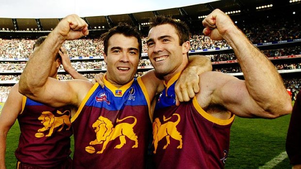 The Scott brothers, Chris and Brad, Brisbane Lions premiership players in 2002 and now among the coaching ranks.