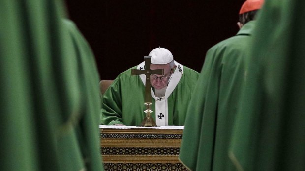 Pope Francis celebrates Mass at the Vatican on Sunday.