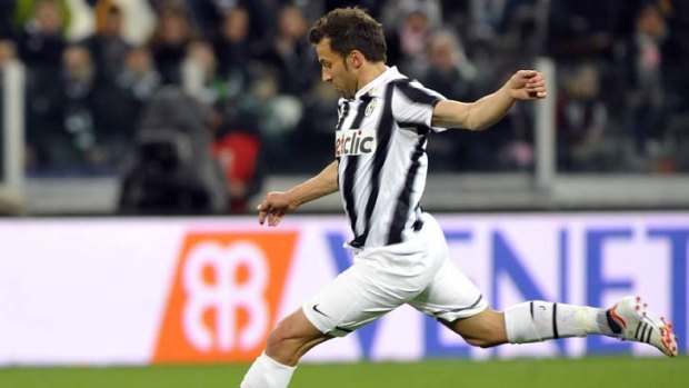 Legend &#8230; Alessandro del Piero, who is likely to retire at the end of the season, fires off a free kick in last week's match against Lazio.