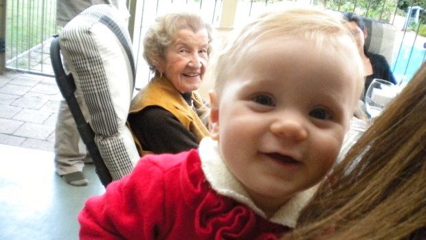 Grandma with my niece Lily. Children do not recognise dementia and can be a wonderful way to connect, Ms Parker says.