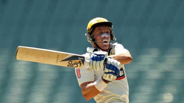 Michael Hussey returns to form with a ton for Western Australia yesterday.