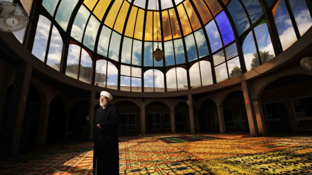 Australia's most senior Muslim, Sheik Fehmi Najl el-Imam, at the Preston Mosque yesterday.