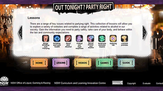 A screen shot of the "Out Tonight? Party Right" website.