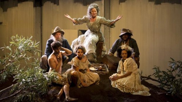 A true epic: (back) Robert Menzies, Sarah Peirse, Anthony Taufa and (front) Liam Nunan, Rarriwuy Hick and Zindzi Okenyo in Sydney Theatre Company's <i>The Golden Age</i>.