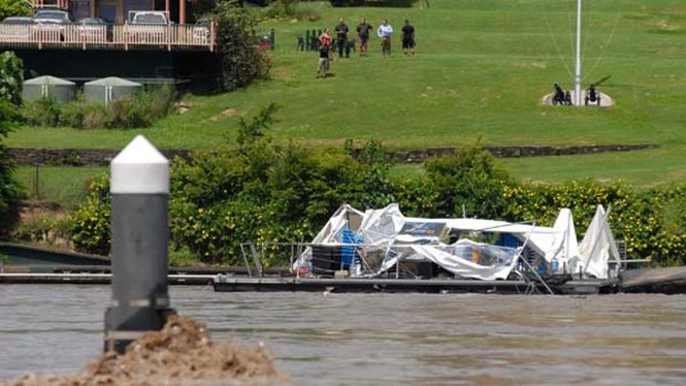 Uninsured ... the Drift Jetty Cafe was ruined by flood on the Brisbane River