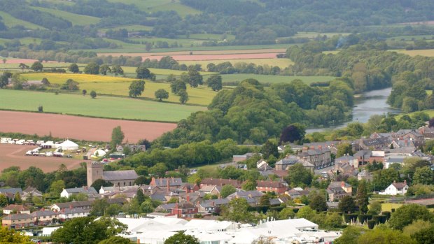 Hay-on-Wye with its festival tents. 