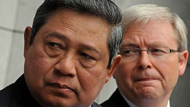 Indonesian President Susilo Bambang Yudhoyono and Australian Prime Minister Kevin Rudd present a united front at Parliament House in Canberra this week.