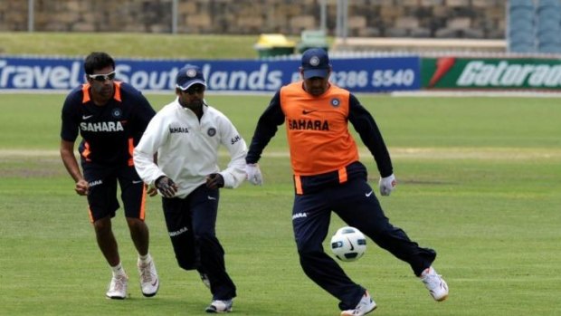 India's cricketer's train with the bigger round ball.