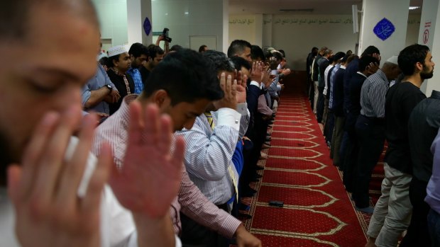 Worshippers during Friday prayers at Parramatta Mosque on Friday.

