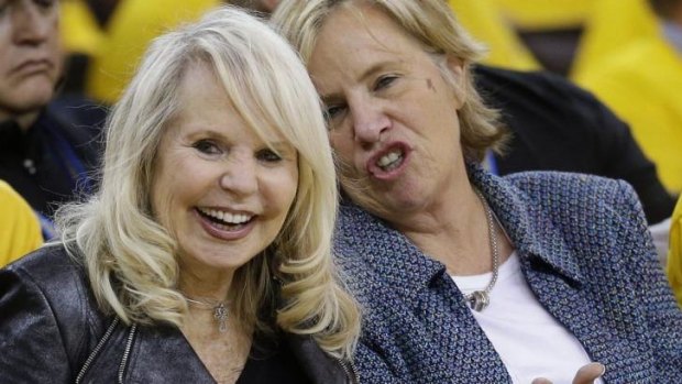 The woman in black: Shelly Sterling courtside at a Clippers game.