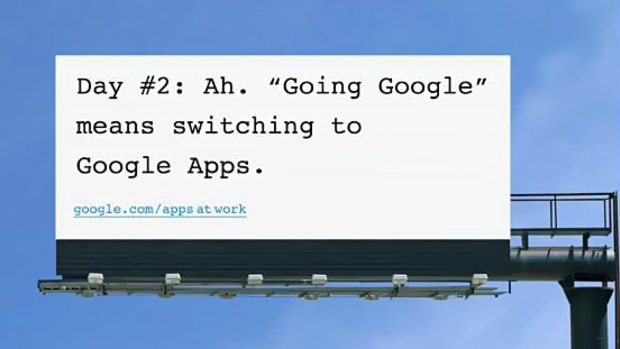 An example of one of the billboards with the Google ad.