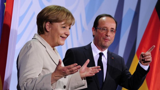 Angela Merkel and Francois Hollande get acquainted.