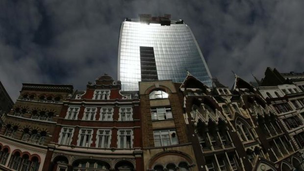 Sunlight is reflected from the Walkie Talkie tower in central London.