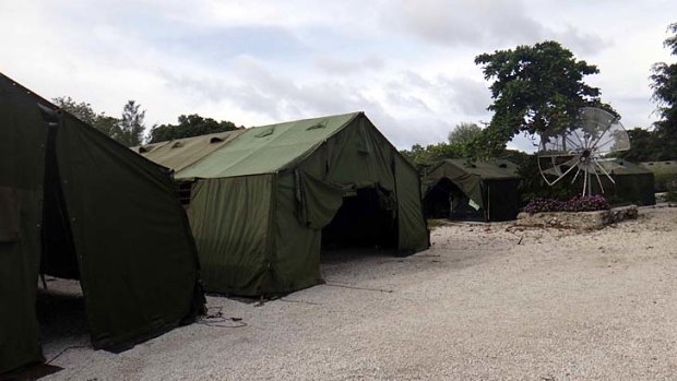 More work needed ... tent city, Nauru.