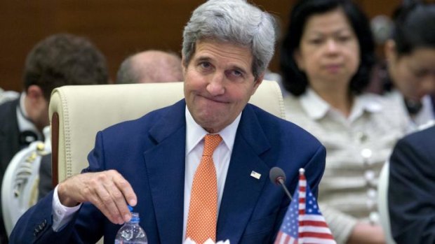 Criticised: US Secretary of State John Kerry at the ASEAN summit on Sunday.