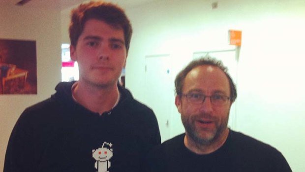 Richard O'Dwyer, with Wikipedia founder Jimmy Wales.
