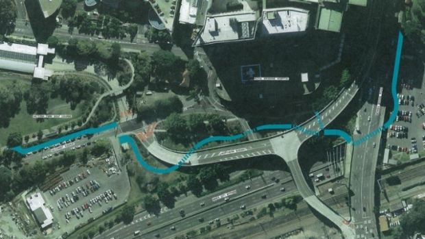 A map of where the first stage of the bikeway will be built.