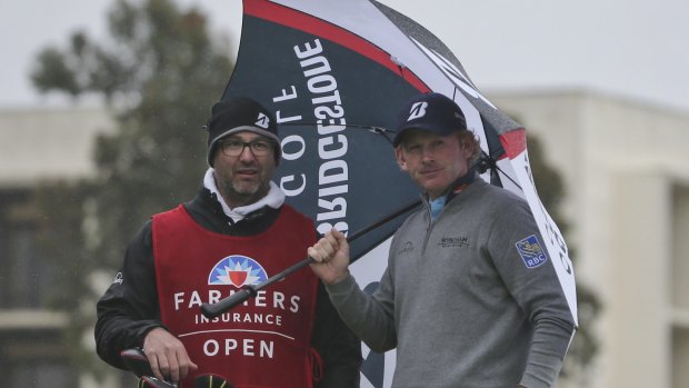 Brandt Snedeker: The clubhouse leader at Torrey Pines as play is suspended. 