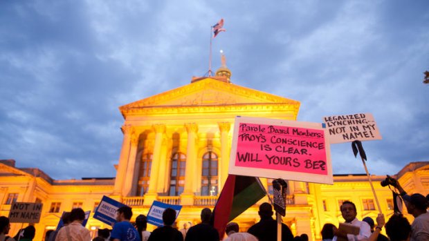 Hoping for a pardon &#8230; protesters on the steps of the Georgia Capitol building. The Georgia Board of Pardons and Paroles denied clemency for Troy Davis.