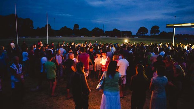 Mourners at the candlelight vigil for Luke Batty.