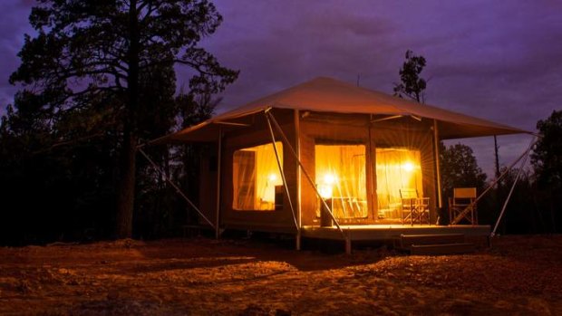A fully serviced tent awaits at the end of the day.
