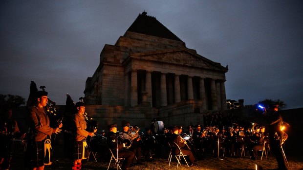 The Anzac Day dawn service at the Shrine of Remembrance.