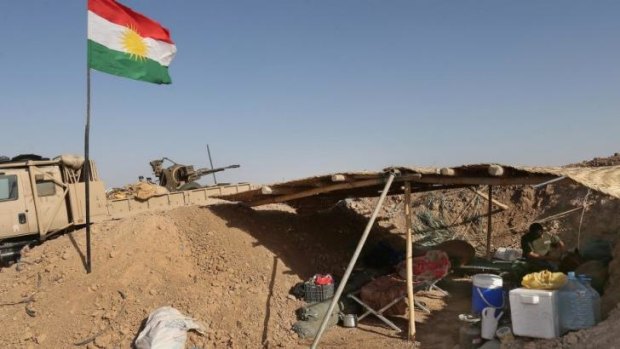 A Kurdish Peshmerga fighter's outpost on front lines with militants from ISIL.