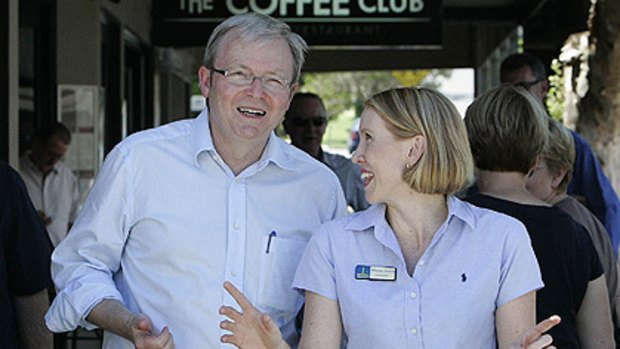 'Rudd will stand' ... Morningside councillor Shayne Sutton with Kevin Rudd in Bulimba during the 2008 Brisbane council elections.