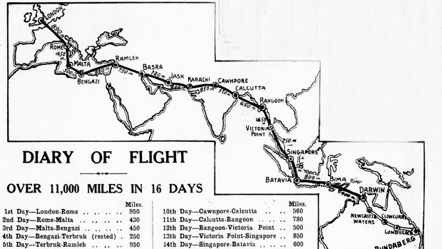 Bert Hinkler's flight plan.