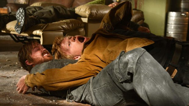Aaron Paul, as Jesse Pinkman, left, and Jesse Plemons, as Todd Alquist, in the finale of <i>Breaking Bad</i>.