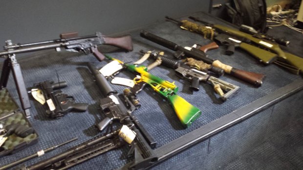Some of the 328 weapons seized from a large stockpile at a Central Queensland property.