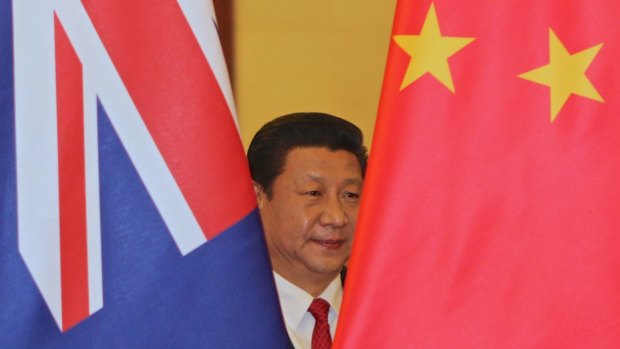 China's President Xi Jinping at a meeting with Governor General Peter Cosgrove.