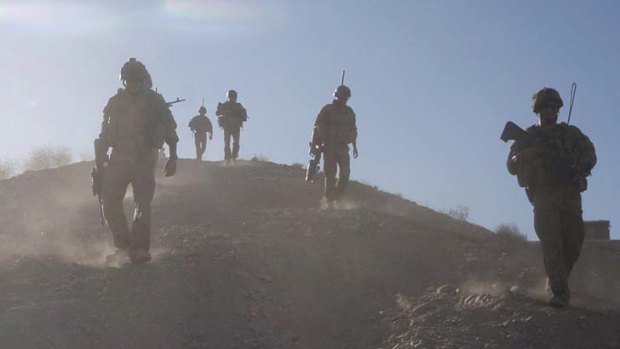 Corporal Daniel Keighran on patrol in Uruzgan Province, Afghanistan. Image courtesy of ADF.