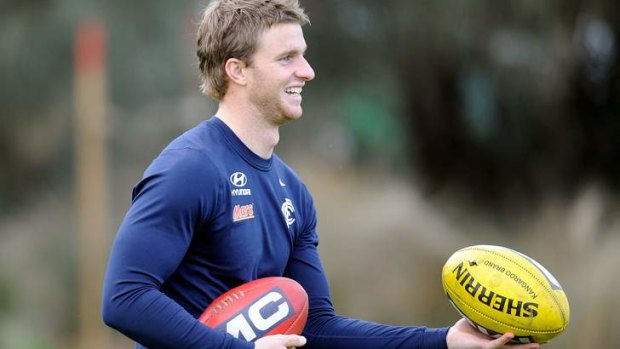 Lachie Henderson in training with the Blues.
