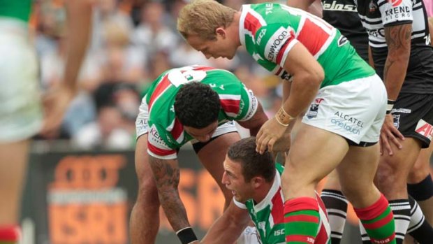 Sidelined ... Sam Burgess's injured knee could see him be sidelined for about six weeks.